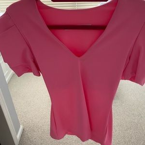 Susana Monaco Pleated Sleeve Deep V  Top